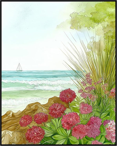 Posterizer 1 pcs-watercolor style-serene and tranquil coastal landscape 2-Collectibles & Fine Art-Retro Art-Gift for Men Women Entrepreneur Teens ...